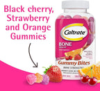 Caltrate Gummy Bites 500 mg Calcium and Vitamin D Supplement, Black Cherry, Strawberry, Orange - 100 Count
