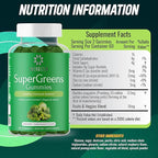 Green Superfood Gummies Plus - Supports Healthy Liver, Digestive Health & Immune System - Vegan, Non-GMO, Gluten-Free - Raspberry & Pomegranate Flavor - 120 Count