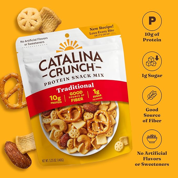 Catalina Crunch Protein Snack Mix - 10g Protein, 1g Sugar per Serving - Good Source of Fiber, Keto, Gluten Free - Traditional, 5.25 Ounce Bag (Pack of 1)