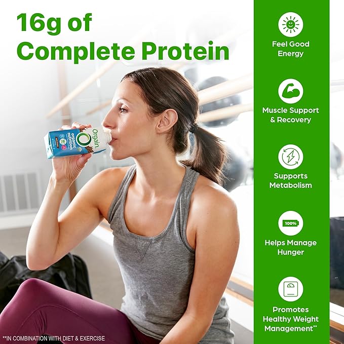 Orgain Organic Nutritional Vegan Protein Shake, Smooth Chocolate - 16g Plant Based Protein, Meal Replacement, 22 Vitamins & Minerals, Fruits & Vegetables, Gluten Free, Non-GMO, 11 Fl Oz (Pack of 12)