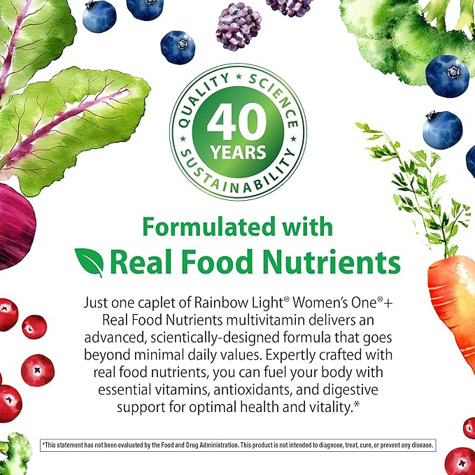 Rainbow Light Womens One High-Potency Daily Multivitamin, Womens Multivitamin Provides High-Potency Immune Support, With Vitamin C, Biotin and Ashwagandha, Vegetarian, 150 Count