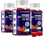 Vitamatic Sugar Free Melatonin 30mg per Gummy - 60 Servings - 60 Vegetarian Gummies - Non-Habit Forming Supplement (60 Count (Pack of 3))