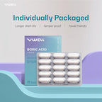 VWELL Boric Acid Vaginal Suppositories - Homeopathic Solution Maintains and Balances Healthy Vaginal pH & Microbiome Intimacy - Doctors Recommended (One Size, 60, Count)