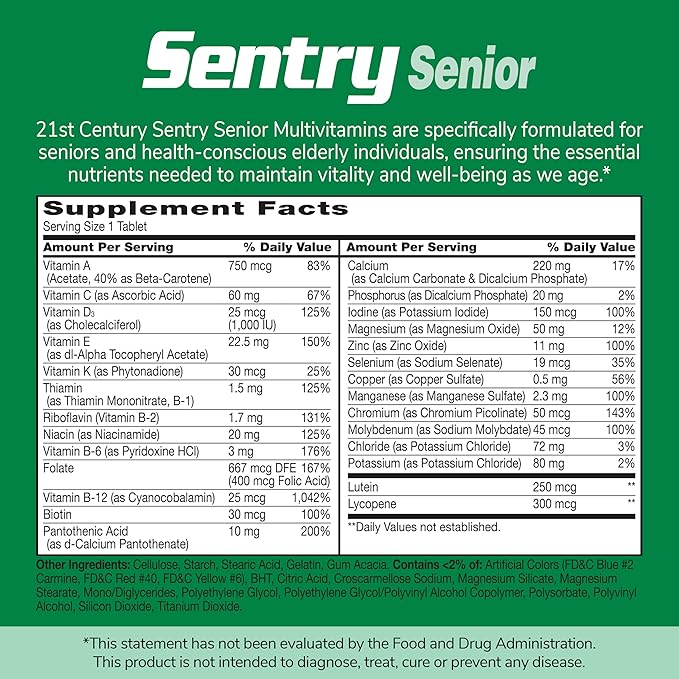 21st Century Sentry Senior Tablets, 125-Count (22390)