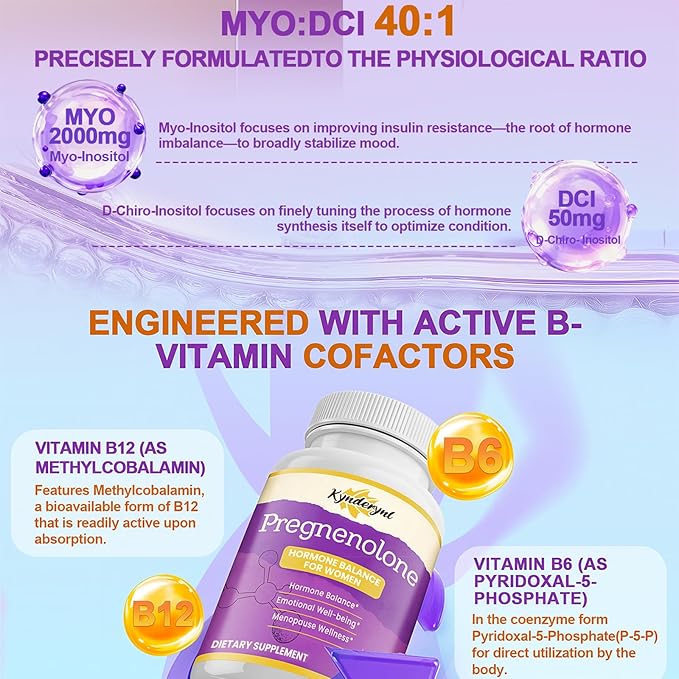Pregnenolone with Ashwagandha for Women, Pregnenolone 100mg (2 Tablets) or 50mg (1 Tablet) Dose, 8-in-1 Formula with DHEA, Black Cohosh, Dual-Dosing, Vegan, Gluten Free, 90 Chewable Tablets