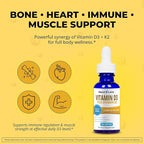 Vitamin D3 K2 Liquid Drops - Liquid Vitamin-D3 2000 IU Per Drop with K2 Supplements for Adults & Kids - Vitamin D K2 MK7 for Healthy Bones, Heart & Immune - 1 Oz Dropper + 900 Days Supply