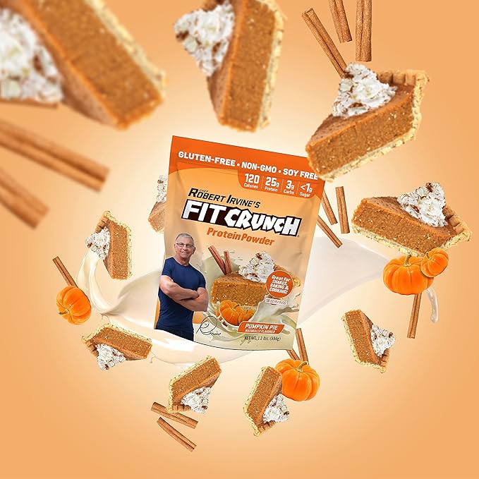 Fit Crunch Tri-Blend Whey Protein, Keto Friendly, Low Calories, High Protein, Gluten Free, Soy Free (18 Servings, Pumpkin Pie)