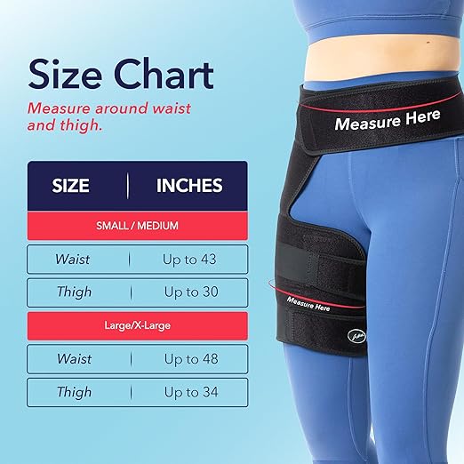 Dr. Arthritis Doctor Developed Strengthening Stabilizing Hip Brace for Men Women,Compression Wrap for Hip Pain,Hips Support Brace,Thigh Supports With Handbook, hamstring brace(LXL, Black)
