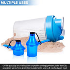 The Scoopie Supplement Container, Scoop, and Funnel System for Pre Workout Powder and Post Workout Protein, Spill Proof Holder Dispenser, Gym and Shaker Bottle Travel Accessory, PACK OF 4, WHITE