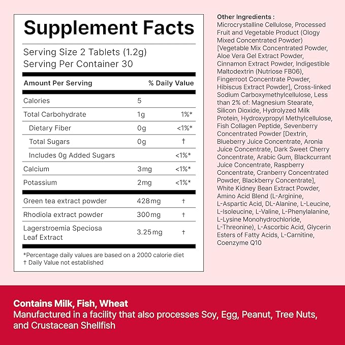 FOODOLOGY Coleology Cut PRO – Green Tea Extract 428mg Nighttime Fat Metabolism Support for Women, 9-in-1 Formula with Banaba Leaf & Rhodiola Rosea, Korean Dietary Supplement, 30 Day Supply