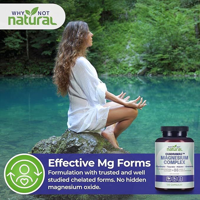 4-in-1 Magnesium Complex Supplement - Glycinate, Taurate, Malate, Orotate Blend - 300 mg per Serving, 120 Capsules