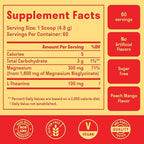 Magnesium Glycinate Powder + L-Theanine | 60 Servings | 300 mg per Scoop High Absorption Chelated Magnesium Powder for Sleep - Peach Mango Flavor, No Sugar, Support Restful Sleep & Relaxation