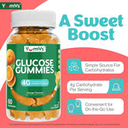 YUM-V'S Glucose Gummies – Fast Acting Glucose Chewable Gummies – Great Tasting – Gluten Free, Vegan, Non-GMO – Orange Natural Flavor – 60 Chewable Gummy for Adults & Kids