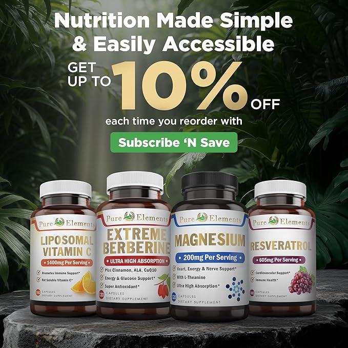 Pure O Elements Resveratrol 1450mg Extra Strength Formula to Promote Better Skin and Immunity with Green Tea, Grape Seed Ext,Red Wine Extract and Others 90 Days Supply
