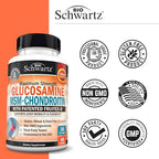 Glucosamine Chondroitin MSM Joint Support Supplement - Collagen Peptides, Turmeric and Ginger, Hyaluronic Acid, Glucosamine Chondroitin Sulfate for Joint Comfort - Gluten Free, Non GMO, 90 Capsules