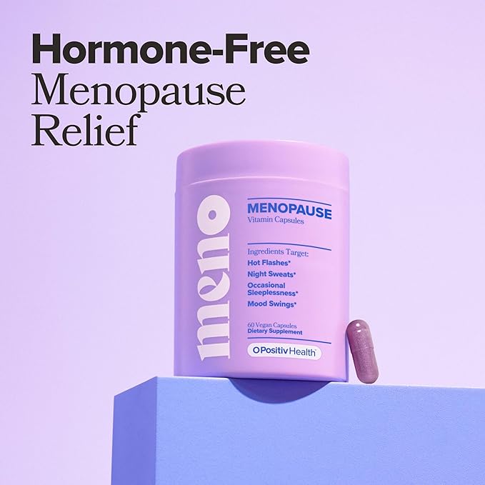 O Positiv MENO Vitamins for Menopause - Hormone-Free Menopause Supplement for Women - Black Cohosh & Ashwagandha KSM-66 - Helps Relieve Hot Flashes, Night Sweats, Mood Swings - 30 Servings (Pack of 1)