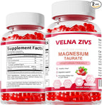 Magnesium Taurate Gummies 1800mg, Magnesium Taurate Supplement, High Absorption & Chewable for Kid and Adults, Muscle and Heart Health Support, Vegan, Gluten Free, 120 Counts（2 Pack）