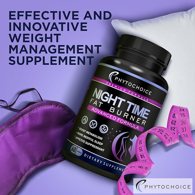 Nighttime Fat Burner with Melatonin - Appetite Suppressant for Weight Loss - Night time Fat Burner for Women Supporting Sleep & Relaxation - Weight Loss Diet Pills that Work at Night - 2 Pack