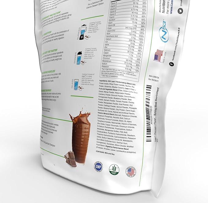 Lean1 Chocolate, Meal Replacement Protein Shake, 37 Servings in a 5lb Bag