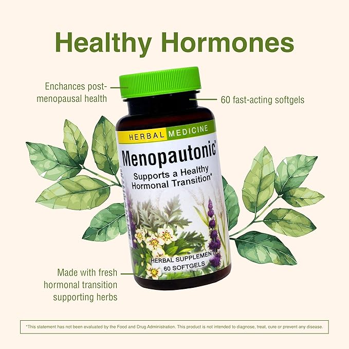 Herbs Etc. Menopautonic - Support Healthy Hormones - Menopausal Health Supplement with Chastetree Berry, Black Cohosh & Ginseng - Supports Ovary Health & Vaginal Walls - 60 Softgels (60 Servings)