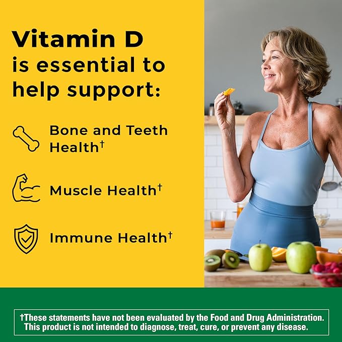 Nature Made Vitamin D3 K2 Gummies, Vitamin D 5000 IU Per Serving for Bone, Teeth, Muscle and Immune Support, 50 Gummy Vitamins, 25 Day Supply
