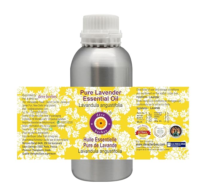 Deve Herbes Pure Lavender Essential Oil (Lavandula angustifolia) Steam Distilled 300ml (10 oz)