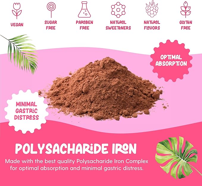 LLORENS PHARMACEUTICAL Iron Supplement for Women Iron Drops Daily Support, 20mg of Polysaccharide Complex Free Taste, Natural Sweeteners, Vegan and Paraben Free (Berry Daiquiri, 4 Fl Oz)