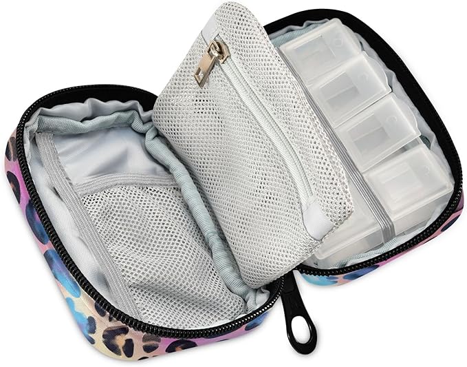 Leopard Weekly Medicine Pill Organizer Travel Pill Case Box Holder Container Small for Vitamin Supplement