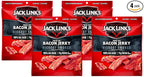 Jack Link's Bacon Jerky, Hickory Smoked - Flavorful Ready to Eat Meat Snack with 11g of Protein per Serving, Made with 100% Thick Cut Real Bacon, Protein Snack, Keto Friendly, 2.5 oz. (Pack of 4)