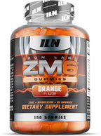 Iron Labs ZM6 Gummies – High Strength Zinc Magnesium Gummies for Men & Women (100 Count, Orange Flavor, Vegan) – Magnesium Citrate and Zinc Citrate Supplements with Vitamin B6 and D3