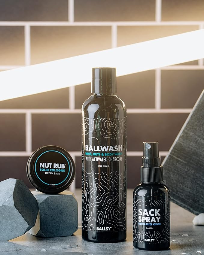 Ballsy Ballwash Charcoal Body Wash for Men - Moisturizing Men’s Bodywash with Coconut Oil – Soap for Men & Great for your Most Intimate Areas, 8oz