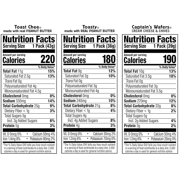 Lance Sandwich Crackers, Variety Pack, 3 Flavors, 10 Individually Wrapped Packs, 6 Sandwiches Each