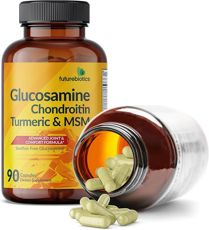 Futurebiotics Glucosamine Chondroitin Turmeric & MSM Advanced Joint Formula, Supports Healthy Joints & Mobility - Non-GMO, 90 Capsules