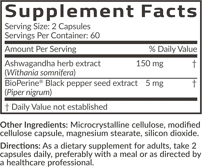Futurebiotics Ashwagandha Extra Strength Stress & Mood Support with BioPerine - Non GMO Formula, 120 Vegetarian Capsules