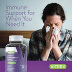 Viteey Sambucus Elderberry Gummies for Adults – Elderberry Vitamin C and Zinc Immunity Gummies - Vegan, Gluten-Free – 120 Count