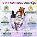 2 Pack Cortisol Supplements for Women & Men, 10 in 1 Cortisol Detox Manager Reducer with Magnesium, Ashwagandha, L-theanine, Hormone Balance Cortisol Drops, Calm, Mood Support