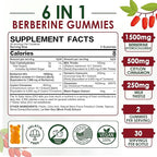 Berberine Gummies Supplement 1500mg, Natural GLP-1 Support + Ceylon Cinnamon, Chromium, Milk Thistle, Turmeric, AMPK Activator for Women & Men, Berberine HCl from Indian Barberry, Sugar Free, 2 Pack