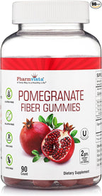 Pharmvista Pomegranate Fiber Gummies for Adults & Kids 100mg - Gluten Free Vegan Pomegranate Supplement Rich in Dietary Fiber Chewables Gummies- 90 Count