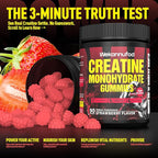 Wekannufod Creatine Monohydrate Gummies for Men & Women,5000MG Creatine Gummy Sugar Free. Boost Focus,Strength, and Endurance, Anti-Melting Formula, Vegan, Gluten-Free, Non-GMO,(Strawberry 90 ct)