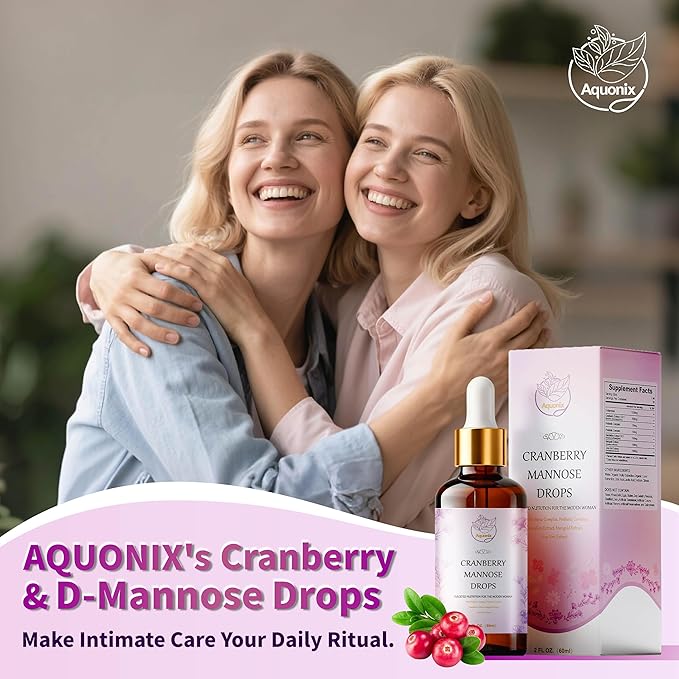 Cranberry & D-Mannose Drops for Women - Urinary* Tract Support - Liquid Herbal Tincture Supplement - Sugar-Free, Fast Absorption, 2 fl oz