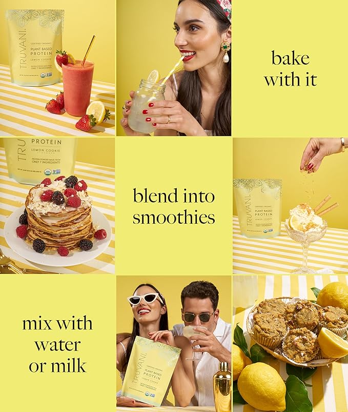 Truvani Vegan Pea Protein Powder | Lemon Cookie | 20g Organic Plant Based Protein | 1 Serving | Keto | Gluten & Dairy Free | Low Carb | No Added Sugar