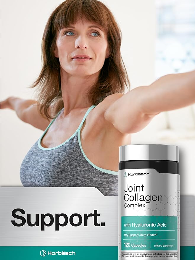 Horbäach Joint Support Supplement | 120 Capsules | with Collagen and Hyaluronic Acid | Joint Health Complex | for Men & Women | Non-GMO, Gluten Free