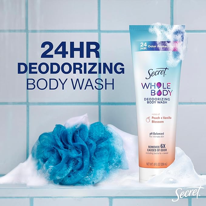 Secret Whole Body Feminine Wash + Deodorant Spray Bundle for Women, Peach + Vanilla Blossom Scent, Aluminum Free, Odor Protection, 8.0 oz & 3.5 oz (Pack of 2)