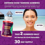 Tanning Gummies for Women - Self Tan Bronzing Melanin Supplement That Support a Natural Glow - Daily Oral Chews Skin Health Glow Up Sunless Tan with Vitamins Beta Carotene - No Sugar Vegan