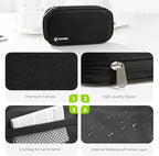 AUVON Canvas Bag Travel Pill Organizer 2 Times a Day, Large AM/PM Weekly Pill Box 7 Day Pill Case with Portable Black Zipper Cloth Bag for Holding Supplements, Vitamins and Fish Oils