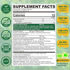 Organic Super Greens Daily Superfood Gummies + Probiotics, Spirulina, Chlorella Spinach Broccoli, Prebiotic Fiber, Mushroom -Rich in Vitamins & Antioxidants - Digestive, Focus, Energy, No Sugar, 60Cts