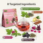 Herblight Harmony Balance Tea with Red Raspberry Leaf, Rose & Ginger - Caffeine-Free Herbal Blend for Women's Cycle Support & Monthly Comfort - Premium Whole Leaf Tea (25 Pyramid Bags)