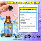 Marine Collagen Peptides Liquid Drops, Hydrolyzed Multi Type I & III Collagen w. Hyaluronic Acid Biotin Vitamin C for Joint, Skin, Hair & Nail, Liquid Marine Collagen High Absorption for Women Men
