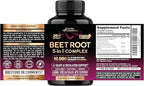 Beet Root 5-in-1 Complex Capsules - Healthy Blood Pressure Support Supplement** for Heart & Circulation Support - Olive Leaf, Hawthorn Berry & Hibiscus - for Men & Women - Made in USA, 120 Capsules