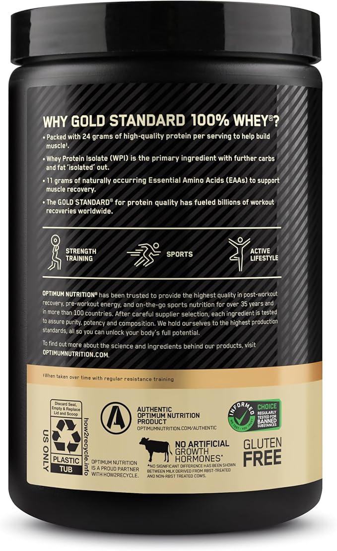 Optimum Nutrition Gold Standard 100% Whey Protein Powder, Naturally Flavored Vanilla, 15 Servings (Packaging May Vary)